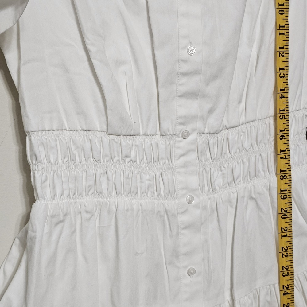 Vince Camuto Women Shirt Dress Size 12 Fit Large New White Elastic Waist Button - Picture 11 of 15